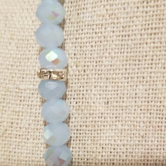 Pastel Blue Crystal Beaded Necklace w/Earrings - Picture 5 of 8